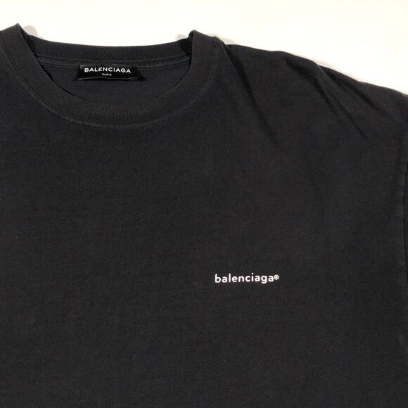 Balenciaga Small Lower Case Chest Logo Black Tee T Shirt Size Large L B14 - Picture 2 of 11